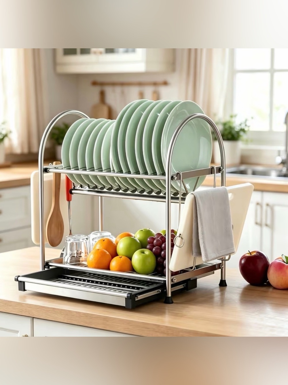 Chrome 2-Tier Dish Drying Rack - Home Kitchen - Picture 2 of 6